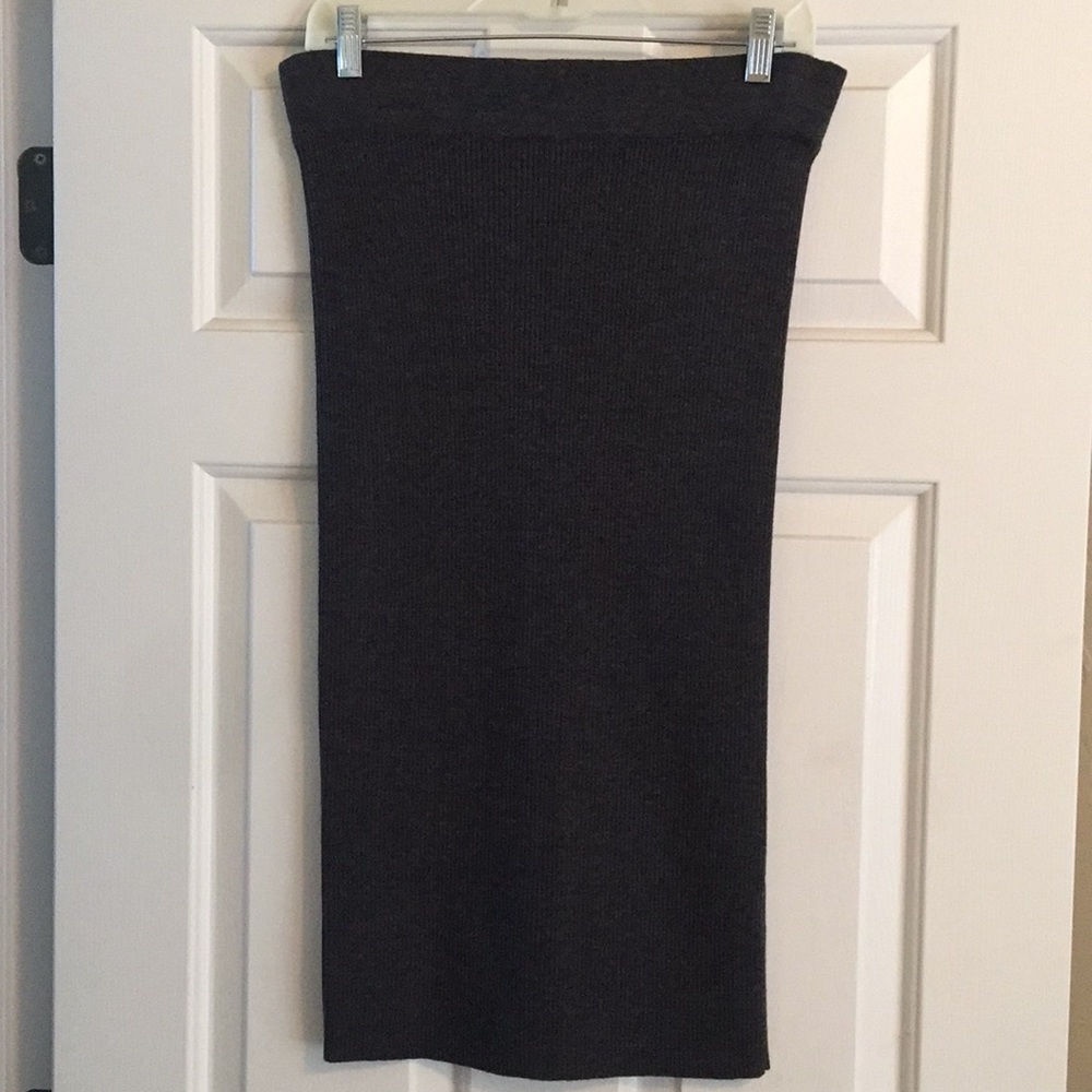 Anne Taylor dark grey midi stretch skirt L